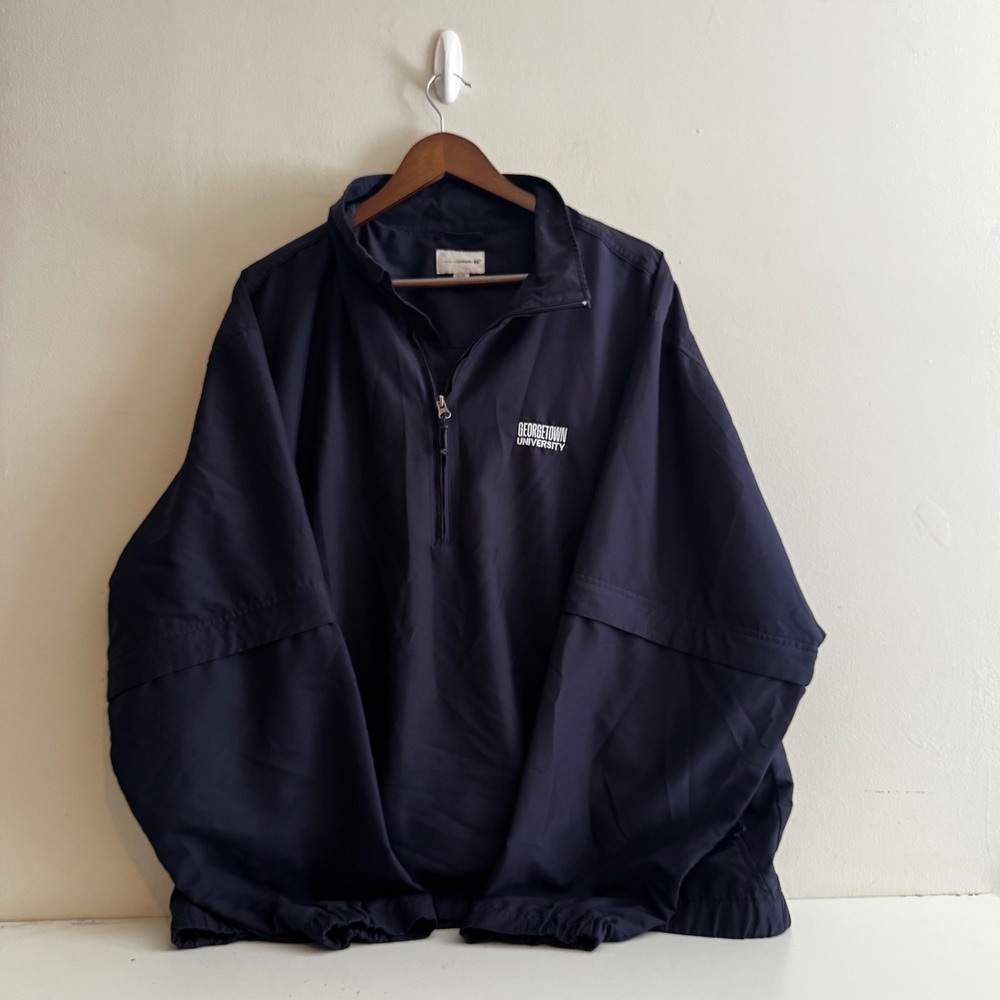 Navy‎ Blue Georgetown University 3/4 Zip Jacket Windbreaker XL
